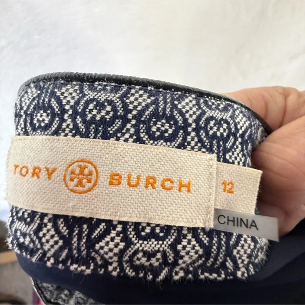 Tory Burch Navy Blue Jacquard Skirt Size 12